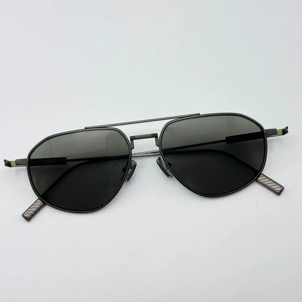 Ermenegildo Zegna Sunglasses EZ0289 97N Matte Dark Green Frame Green Lens 56mm